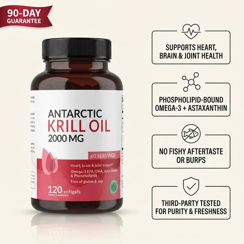 Natural Antarctic Krill Oil – Superior Bio-Absorption & Joint, Heart & Brain Support